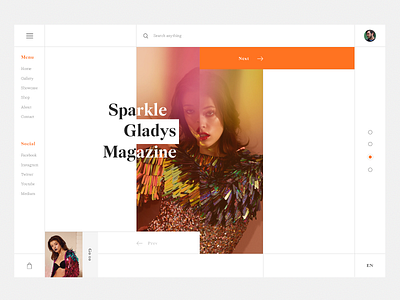 Sparkle Gladys Magazine UI clean clean design clean ui design fashion fashion design fashion ui flat interaction landing landing page magazine design magazine ui minimal photography ui ui web web design