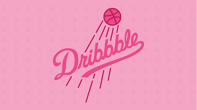 Hello Dribbble World! baseball chris sequeira design dodgers dribbble first dribbble first dribbble shot first post first shot firstshot pink script font thank you typogaphy