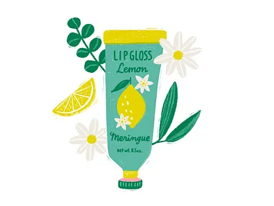 Lemony Lip Gloss illustration lemon lemons lip gloss makeup makeup packaging packaging design product illustration styling