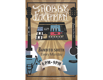 Robby Eichman Musician Poster concert design digital illustration guitar loop pedal music musician poster typography vector