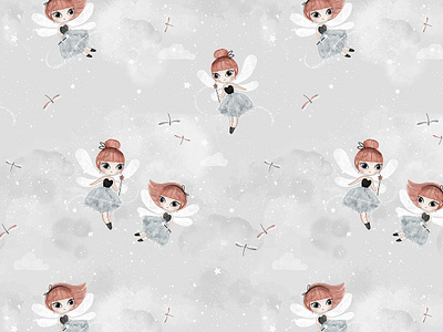 Dance with fairies character children fairy girl illustration nursery pattern pattern design textile