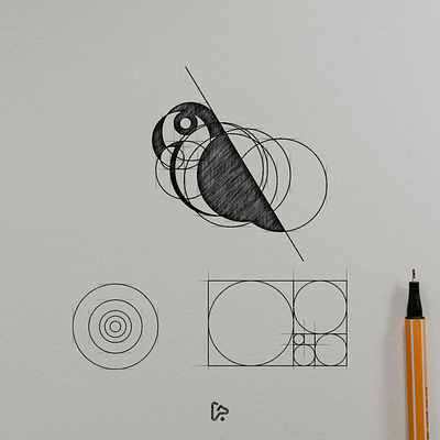 BIRD GOLDEN RATIO animal awesome bird bird logo brand branding design designer garagephic studio golden ratio graphic grid process icon illustration logo logo construction vector