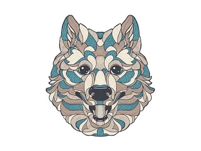 Samoyed Portrait adobe illustrator animals dog samoyed symmetrical vector art vector illustration