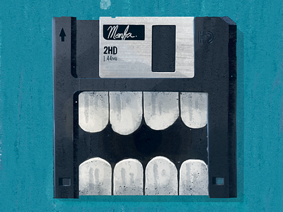 Floopy the Disk blue character concept digitalart geek illustration nerd old school paint sketch vintage