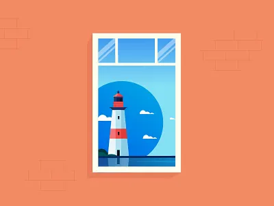 Light House blue branding cloud color design green illustration landscape light lighthouse vector water