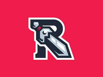 R + Sword illustration logo mark mascot red sport sword