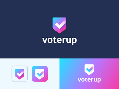 voterup abstract app branding geometry logo pocket protection sheild technology tick