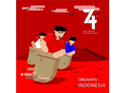 Independence day 74th Indonesia art artwork branding design dribbble flat flatart illustration illustrator ilustrator independence day indonesia indonesia designer indonesian logo style vector