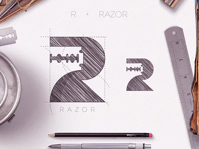RAZOR design icon logo mark negative space razor shave
