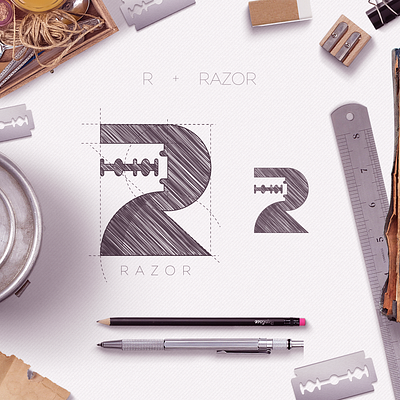 RAZOR design icon logo mark negative space razor shave