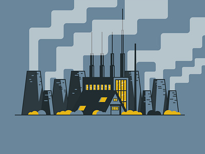 House、Chimney、Contaminated、Industry