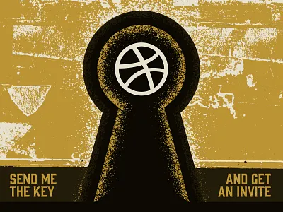 Dribbble Invite dribbble invite illustration keyhole vector vintage