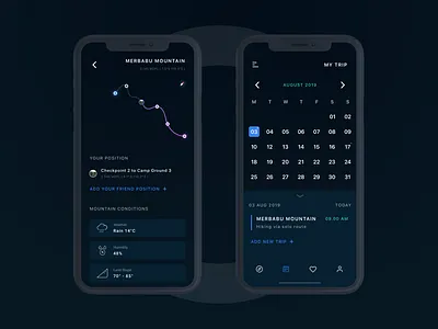 GunungKembar - Make it easy to hiking a mountain Part 2 app design clean dark indonesia mobile ui ui design ux ux design web design
