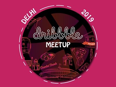 Dribble Meetup Delhi 2019 logo design