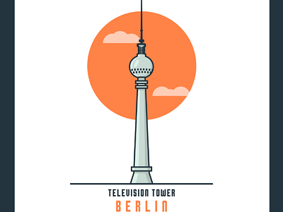 Television tower Berlin berlin design flat germany graphic icons illustrations landmark places televisiontower tower ui vector