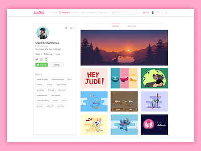 Dribbble Profile Page Light Theme Redesign dailyui design thinking dribbble minimal minimalist pink redesign redesign concept ui ui ux ui ux design ui design uidesign uiux ux ux ui ux design uxdesign uxui white