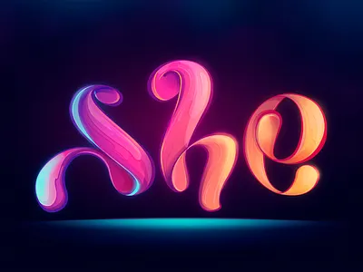 SHE - Digital Illustration calligraphy candy coloful design digital hand made type illustration lettering modern modern calligraphy neon lights type typographic typography typography art typography design vector