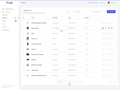CMS Theme – List admin admin panel clean cms dashboard dashboard ui laravel products sidebar table template web webdesign