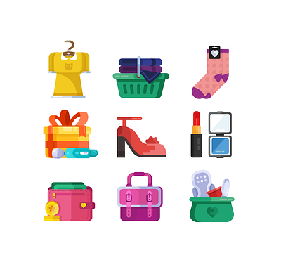 Lady's Icons bag clothes cosmetic girl handbag illustration lipstick money purse shoes tampon vibrator woman womans