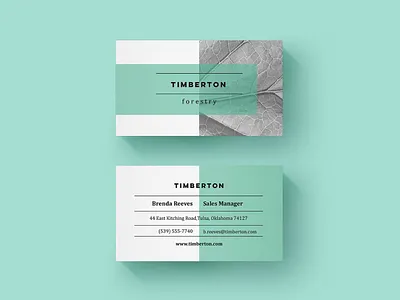 Business Card Template brand branding business card eco forestry green leaf visual identity