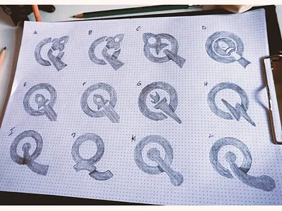 Q letter exploration bolt empower exploration logo mark negative space rocket sketch sketchbook space torch