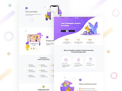 Language Learning Website app design illustration ui web