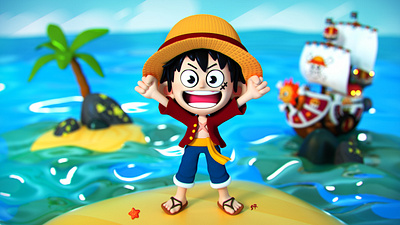 Sunny go and luffy 3d characterdesign characters cinema4d design illustration nice onepiece photoshop procreate toy