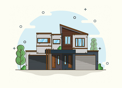 Futuristic Modern House building concept design flatdesign holiday home house icon illustration modern house plant vector vector art window