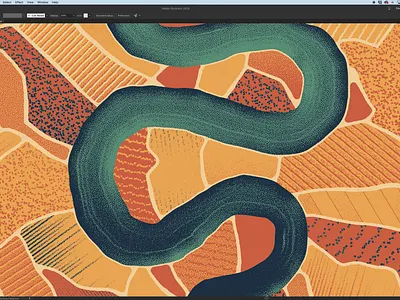 Mystery Project 96 crops dan kuhlken dkng dkng studios farm farmland geometric illustration nathan goldman poster river screen print silkscreen texture