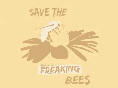 Save the Freaking Bees bees illustration monochromatic
