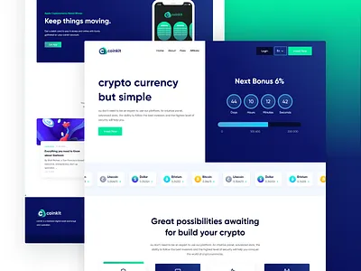 coinkit crypto currency landing page agency bitcoin branding countdown counter creabik creabik design creabik ui crypto wallet cryptocurrency design mixer project ui