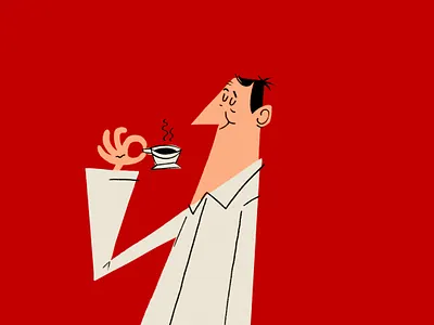 Morning coffee drink fun man morning retro