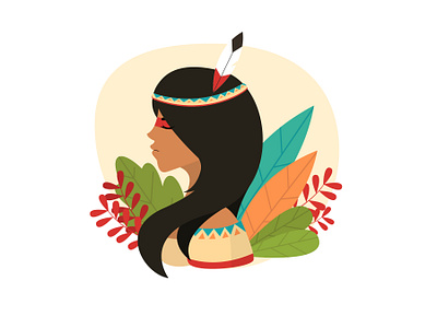 Indian adobe illustrator adventure character drawing flat illustration indian redskins vector vectorart