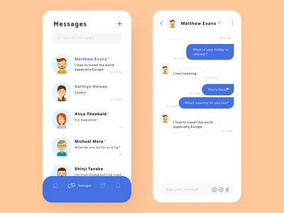 Direct Message adobe xd app design daily ui direct message mobile app mobile ui ui ux uidesign web design