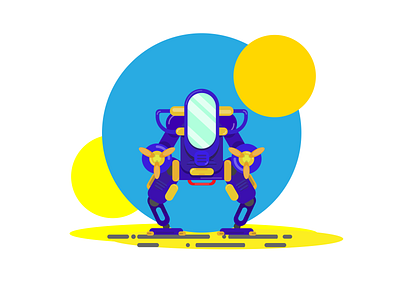 Bitt... Bitt.. Im Ready to Destroyed :D art artwork blue character colorful design dribbble flat flatart geometric illustration mech mecha mechanic moon style vector