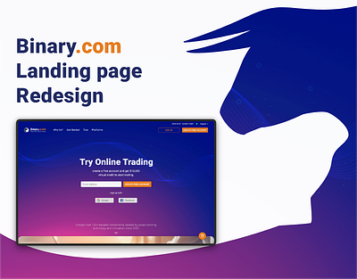 Binary.com Landing page Redesign design finance landing page options trade ui ux