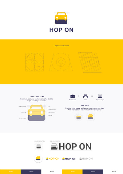 HOP ON - Office car pooling app logo app appicon branding carpool carpooling carpoolingapp design goldenratio icon logo logodesign minimal mobileappdesign