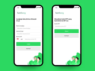 Lumbung App Register Screen app flat illustration minimal register screen ui ux