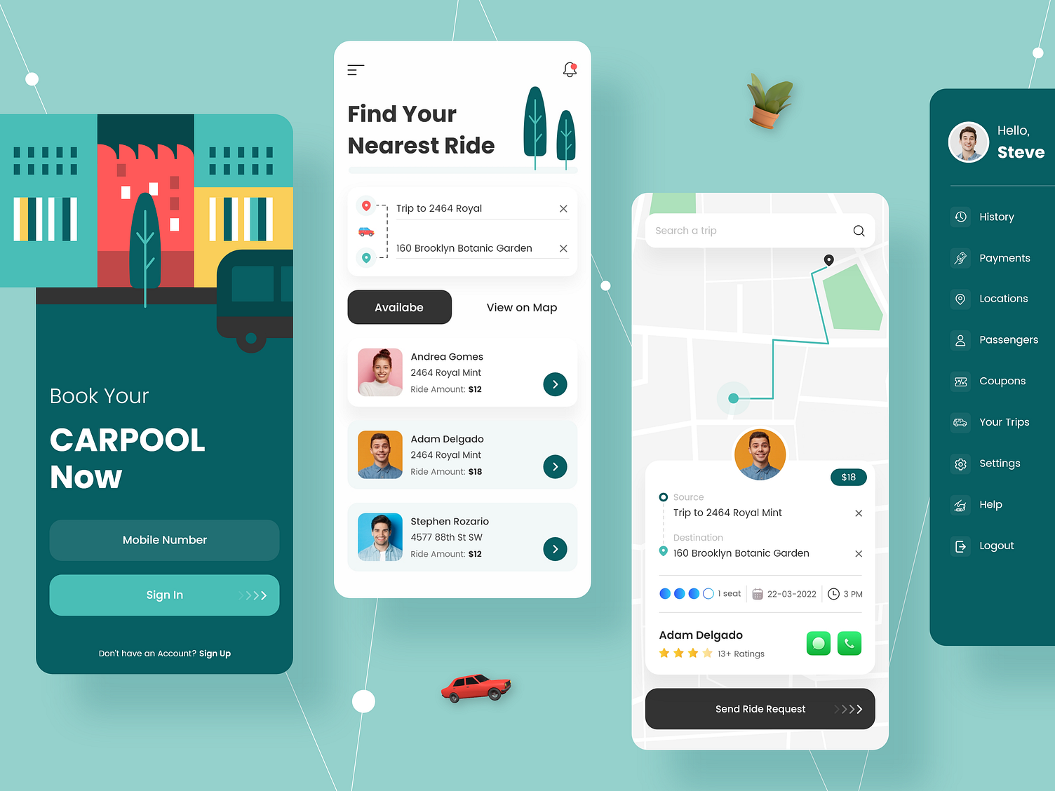 Amazing Carpool App by CMARIX TechnoLabs on Dribbble