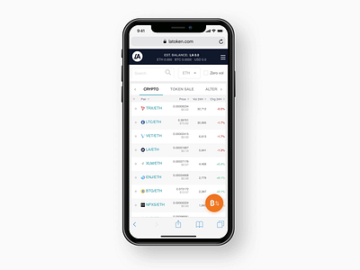Widget to replenish the balance of LATOKEN app bitcoins buy crypto exchange cryptocurrency design ios iphone latoken mobile sketch ui ux