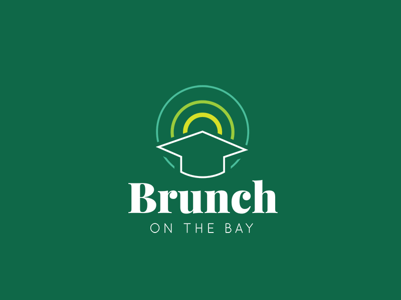 Brunch on the Bay Logo brand brand identity branding cap circle college design event grad graduation higher ed higher education logo mortarboard scholarship student university university of south florida usf usfsm