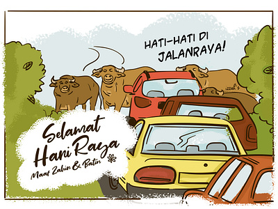 Traffic on Hari Raya brush design drawings eid illustrations raya