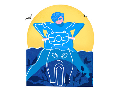 Stuck in the Ocean bike character clean design flat graphic guy illustration nature ocean ui vector