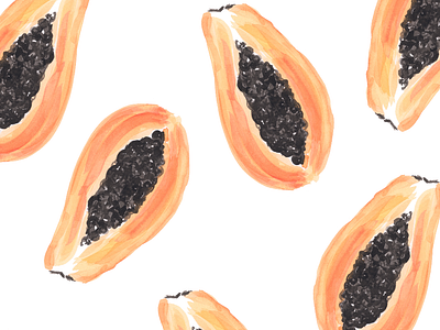 Papayas branding fruit fruits gouache illustration objects orange painter painterly painting papaya papayas pattern pattern illustration poster textile design tropical fruit