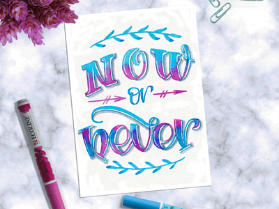 Now or never 💙 art brushpen calligraphy design drawing hand draw home decor illustration letter lettering lettering art letters poster quotes wall art watercolor watercolor art