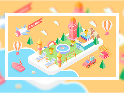 Deer Holiday 2.5d app design illustration ui website