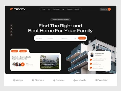 Mancity Landing Page Design home website househunting property website propertyforsale propertylisting realestate website realestateagency ui uiux web design