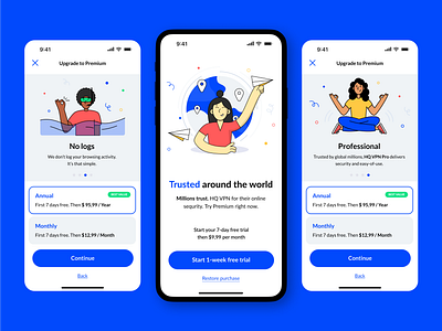 Free Trial Period, Premium account, Mobile app | HQ VPN app design flat illustration free trial period highconvertingdesign illustration mobile mobile app premium account product product design subscription ui ux uxui vpn