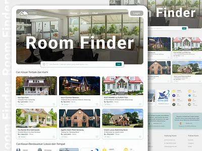 Room Finder – Find Your Perfect Stay Near Campus & City apartment finder app design booking app clean ui design home home rental house landig page map ui minimalist mockup product design property finder real estate room finder search ui space student housing website