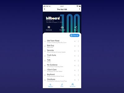 Dailyui019 Leaderboard app design billboard dailyui dailyui019 leaderboard music app ui uidesign uiux